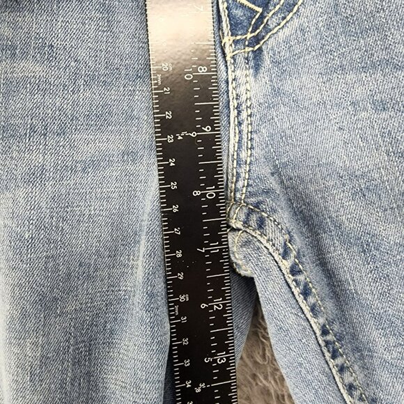 TK Axel Jeans Mens 34x30 Slim Boot Stretch Faded Blue Distressed Mid Rise *Read* - Picture 7 of 12